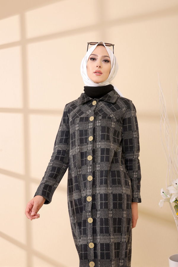 Düğmelı Kap Siyah - 3004