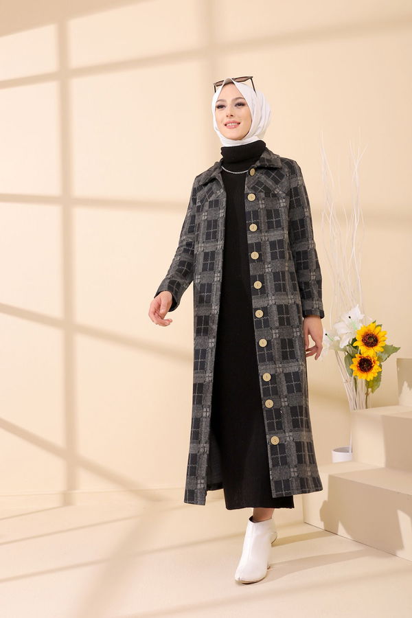 Düğmelı Kap Siyah - 3004