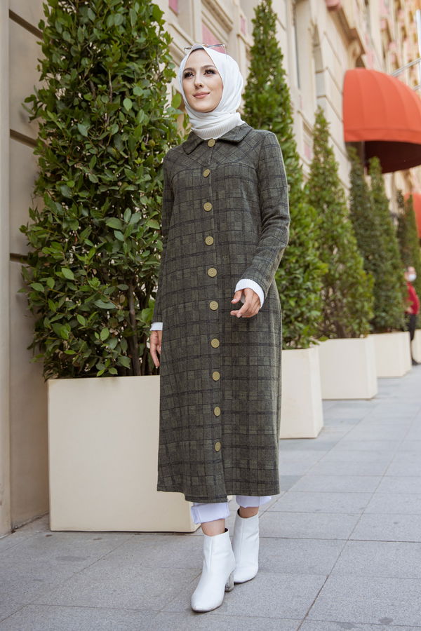 Düğmelı Kap Haki - 3004