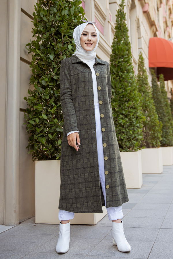 Düğmelı Kap Haki - 3004