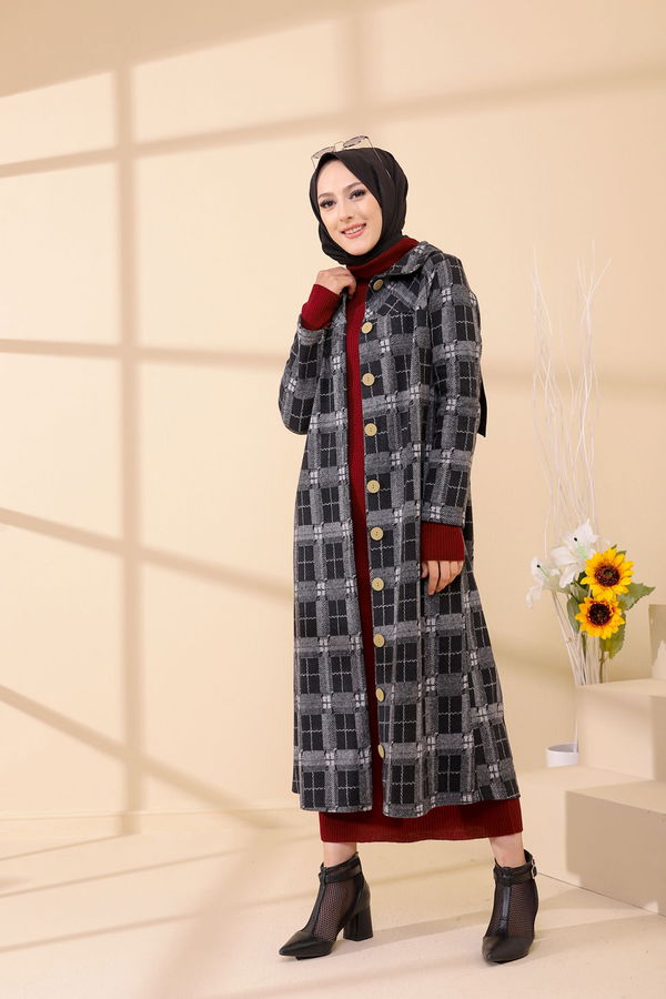 Düğmelı Kap Siyah - 3004