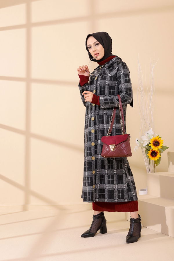 Düğmelı Kap Siyah - 3004