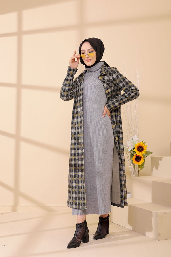 Düğmelı Kap Gri - 3004 GRİ