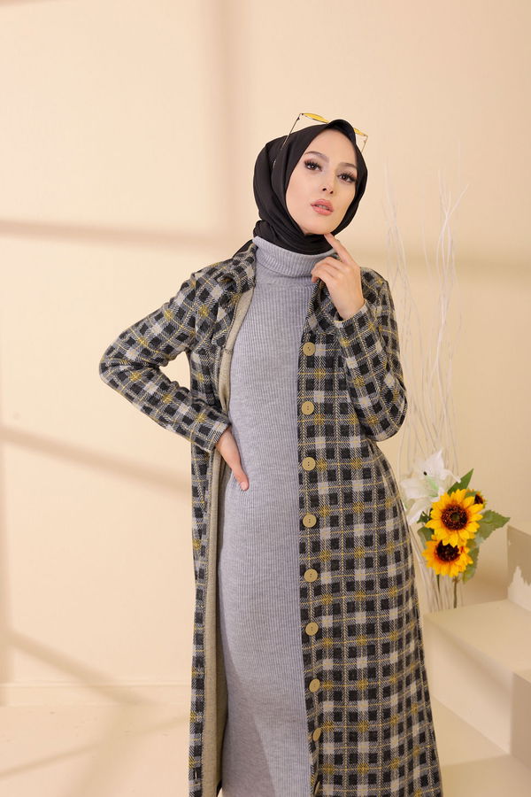 Düğmelı Kap Gri - 3004 GRİ
