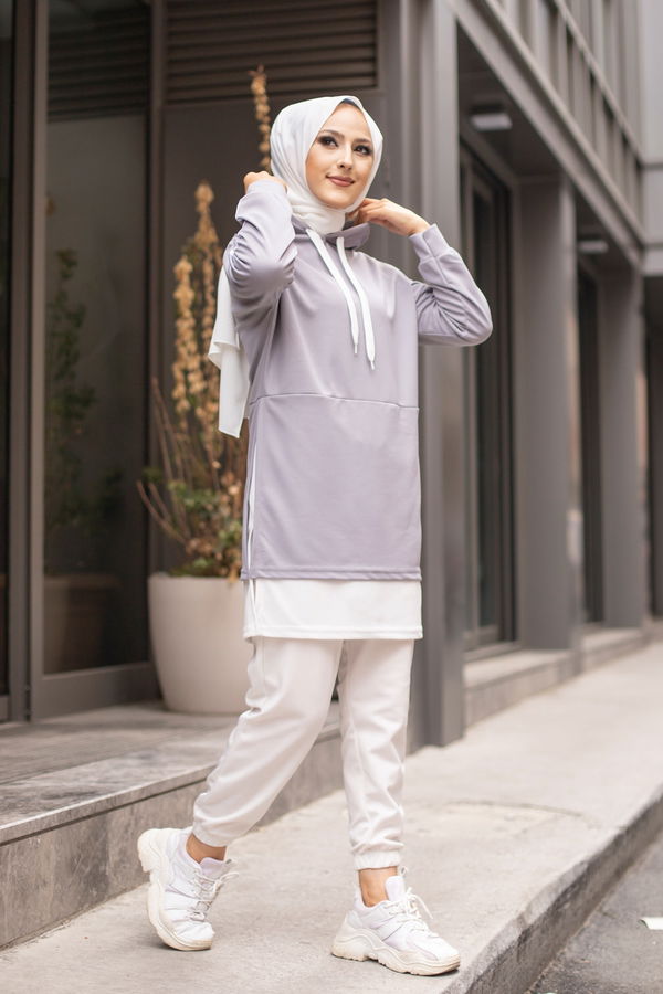 GARNILI TUNIK Gri - 3242 GRİ