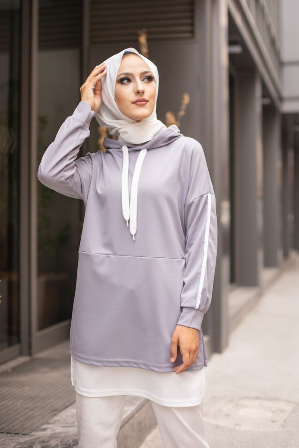GARNILI TUNIK Gri - 3242 GRİ