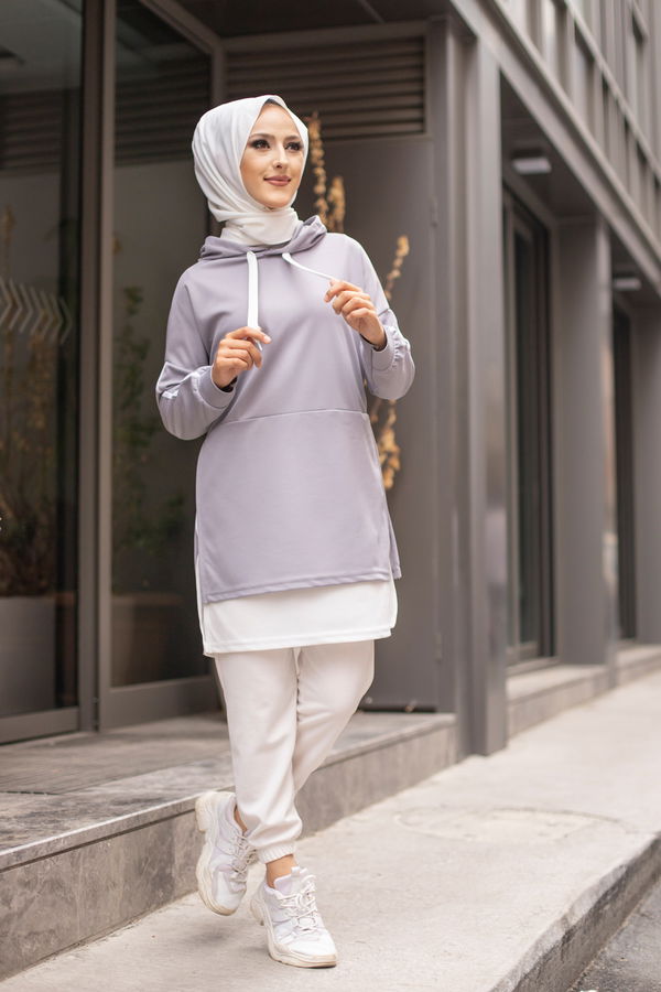 GARNILI TUNIK Gri - 3242 GRİ