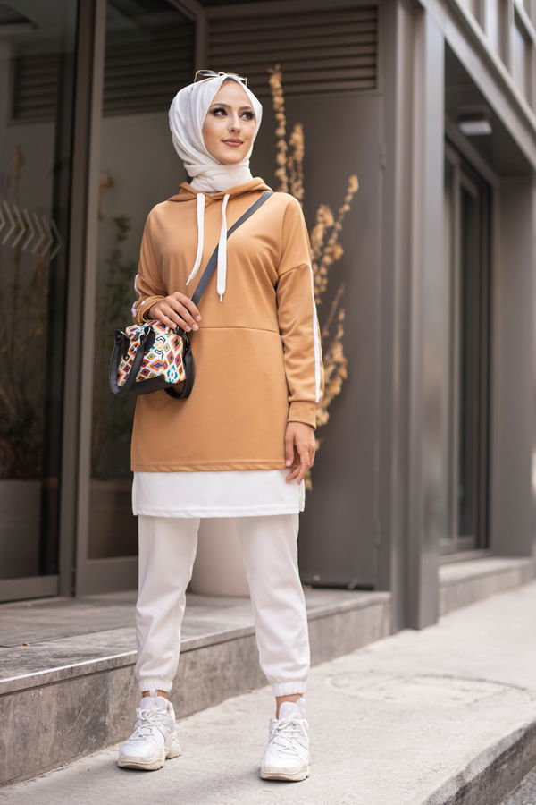 GARNILI TUNIK Vizon - 3242 VİZON