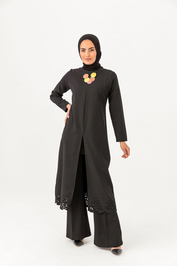 LAZER KESIM ELBISE Siyah - 3546