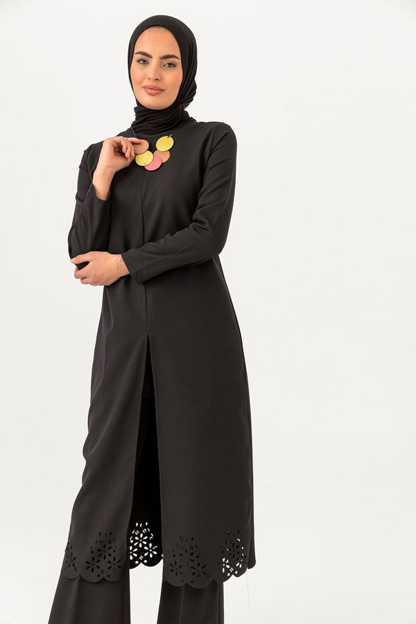 LAZER KESIM ELBISE Siyah - 3546