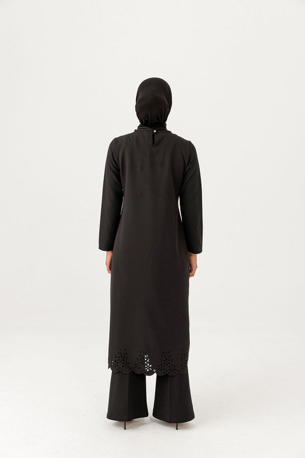 LAZER KESIM ELBISE Siyah - 3546