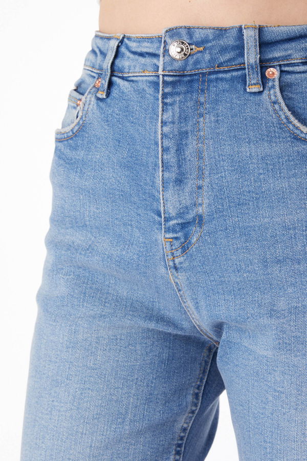 Tırnak Detaylı Kot Pantolon Mavi - 50007