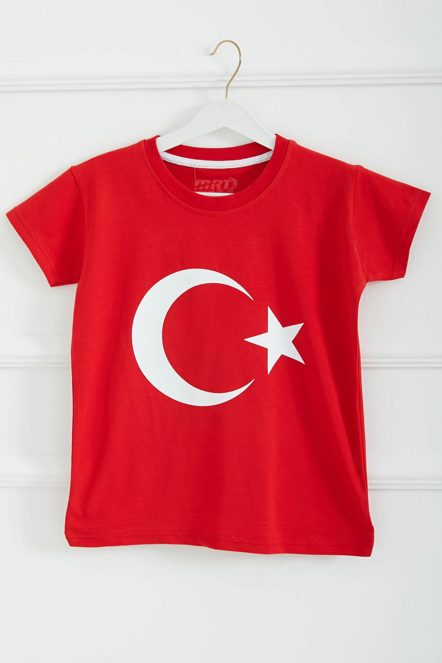 Unisex Bisiklet Yaka Ay Yıldız Baskılı Kısa Kollu T-Shirt - 26846