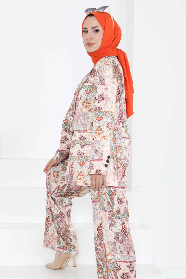 Etnik Desen Ceket Pantolon Takım - 27251