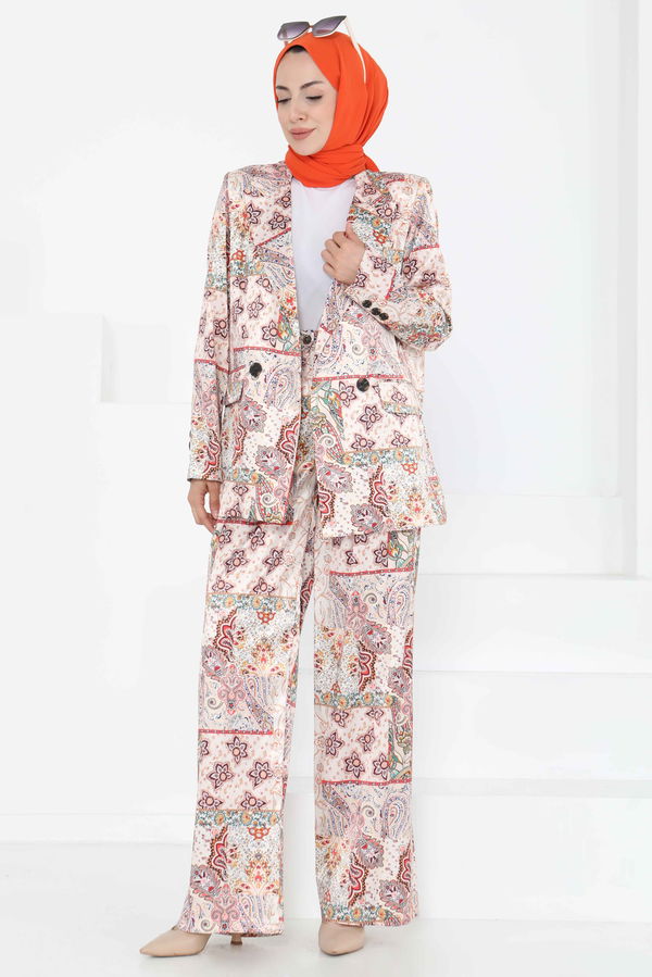 Etnik Desen Ceket Pantolon Takım - 27251