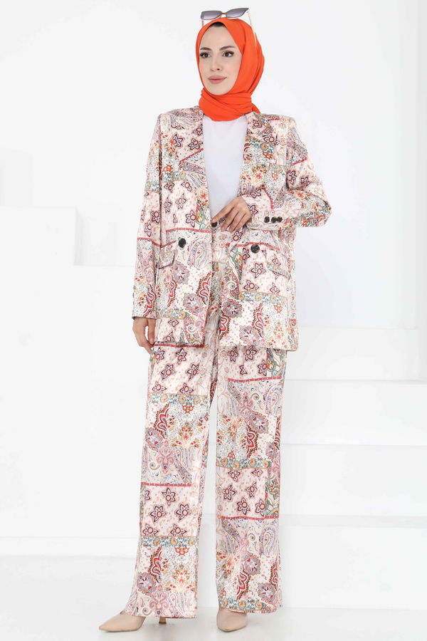 Etnik Desen Ceket Pantolon Takım - 27251