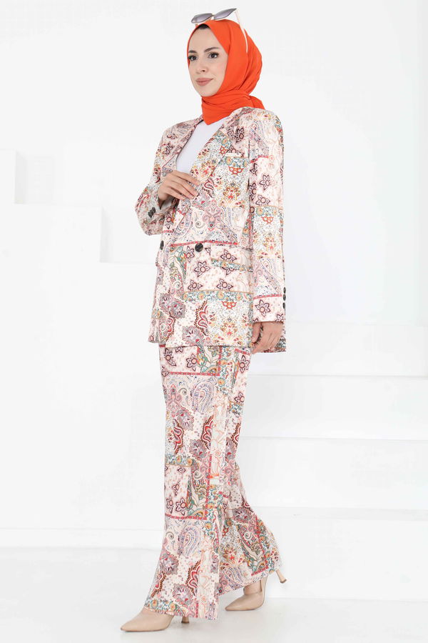 Etnik Desen Ceket Pantolon Takım - 27251
