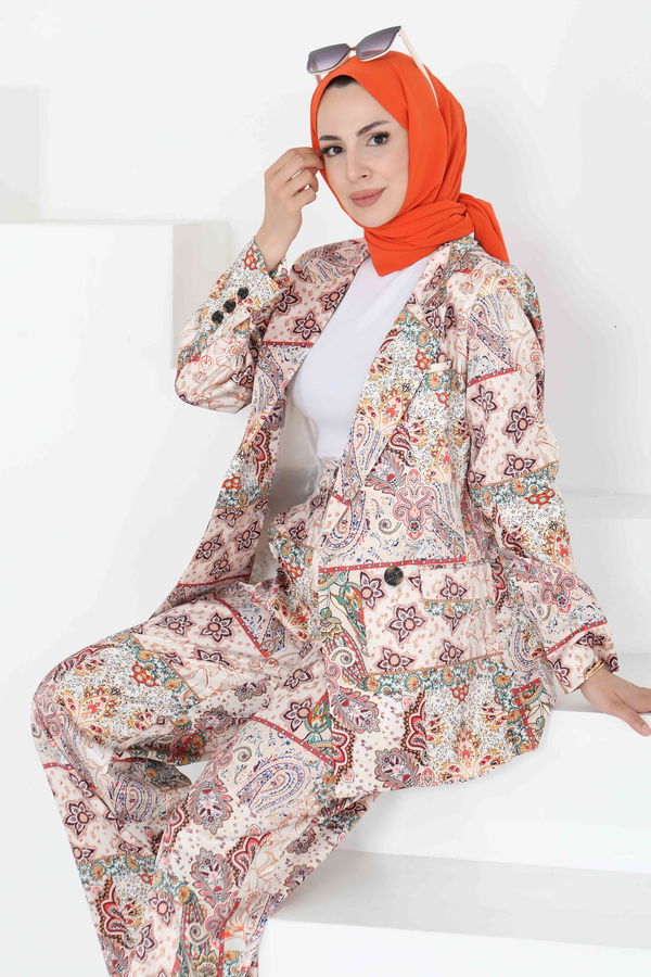 Etnik Desen Ceket Pantolon Takım - 27251