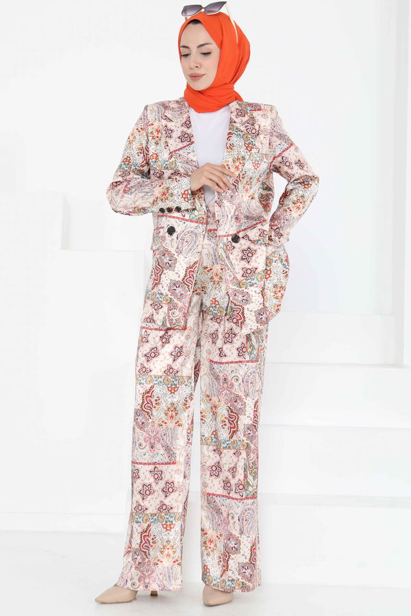 Etnik Desen Ceket Pantolon Takım - 27251