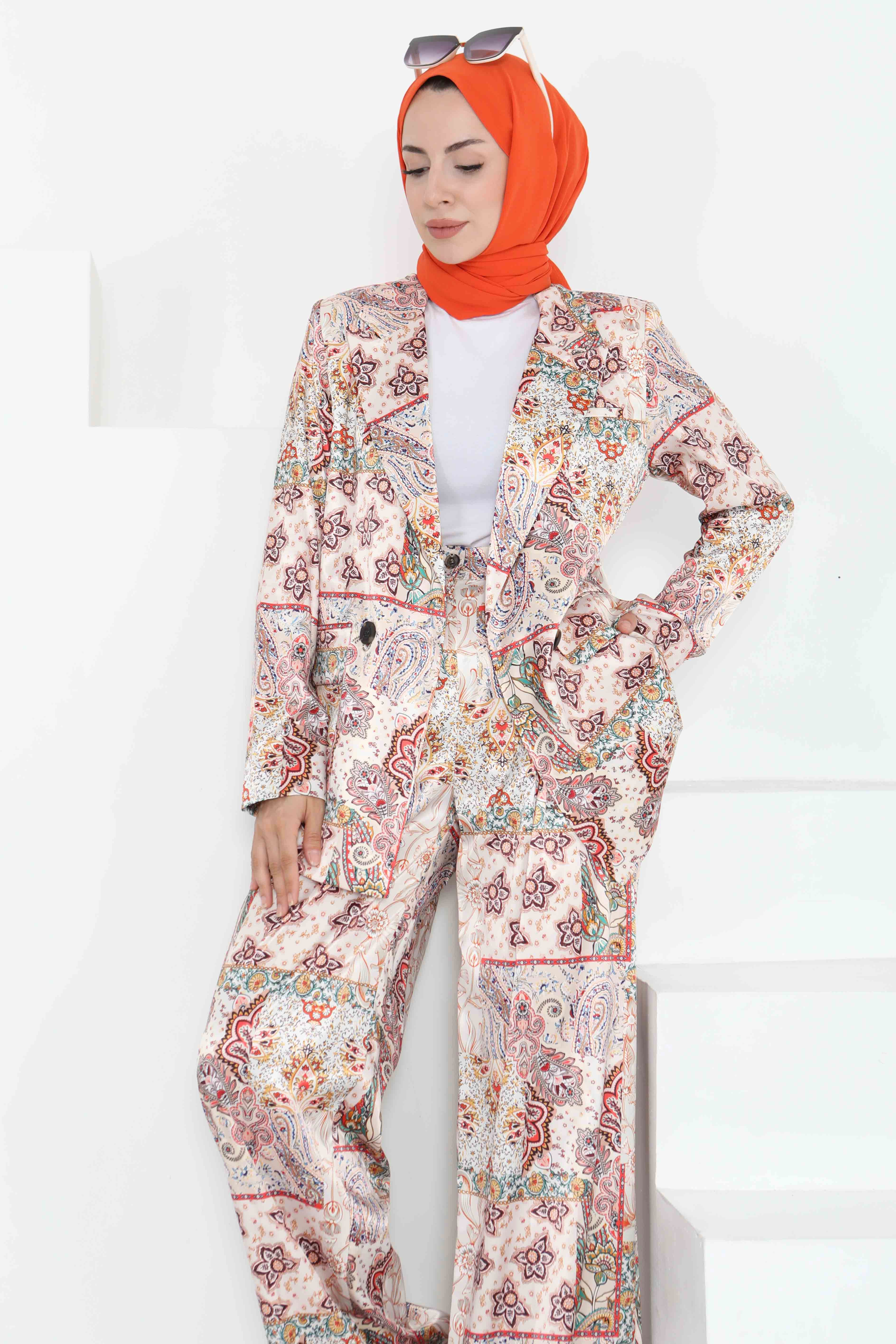 Etnik Desen Ceket Pantolon Takım - 27251