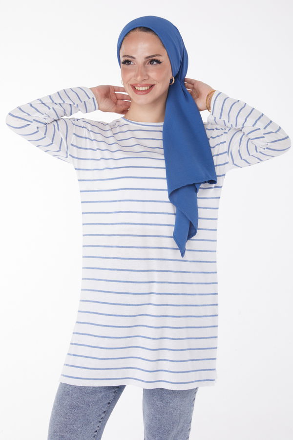Çİzgili Yırtmaçlı Tunik - 27134