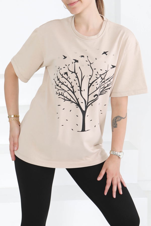 Baskılı Taşlı T-Şhirt - 27375