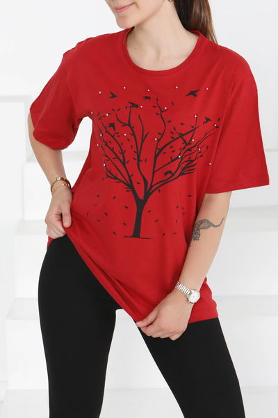 Baskılı Taşlı T-Şhirt - 27375