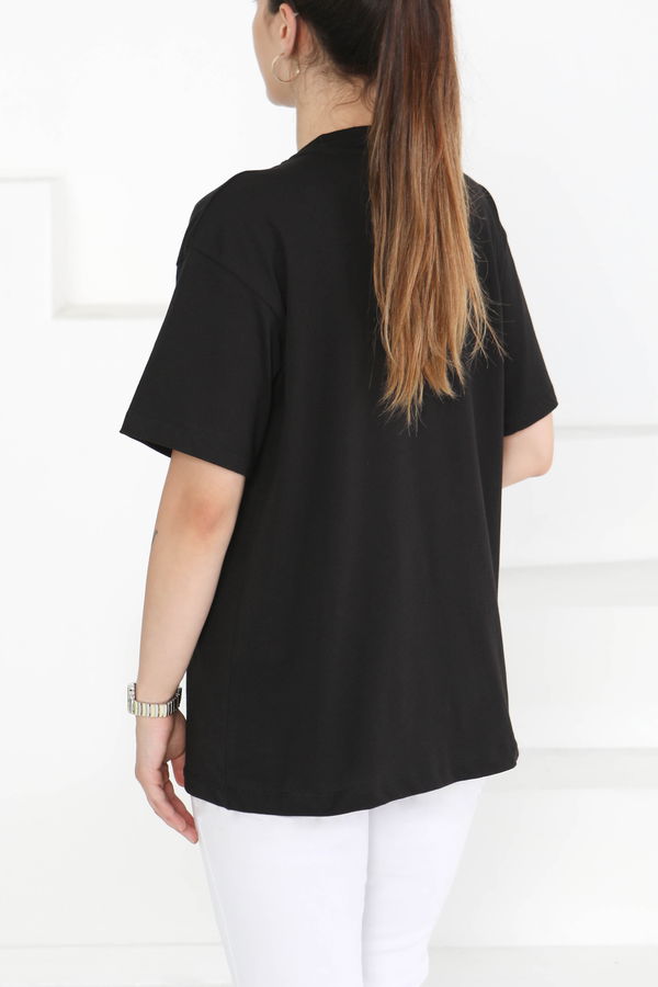 Baskılı Taşlı T-Şhirt - 27375