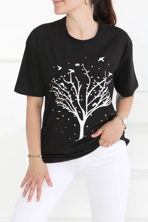 Baskılı Taşlı T-Şhirt - 27375