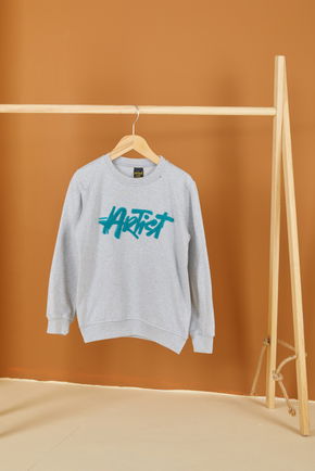 Erkek Çocuk Gri Nakışlı Sweatshirt - 26553