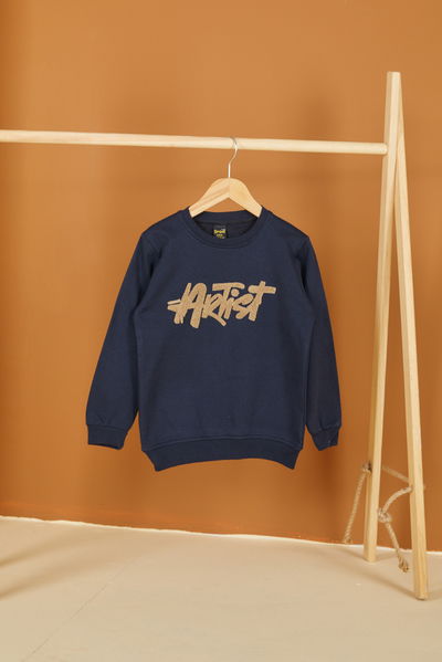 Erkek Çocuk Lacivert Nakışlı Sweatshirt - 26553