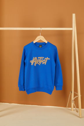 Erkek Çocuk Mavi Nakışlı Sweatshirt - 26553