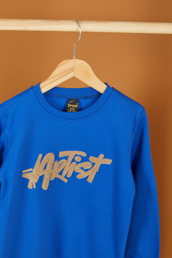Erkek Çocuk Mavi Nakışlı Sweatshirt - 26553