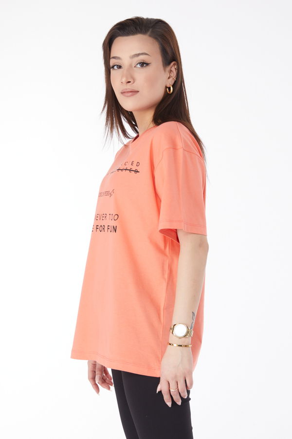 Kısa Kollu Baskılı T-shirt Kırmızı - 24645
