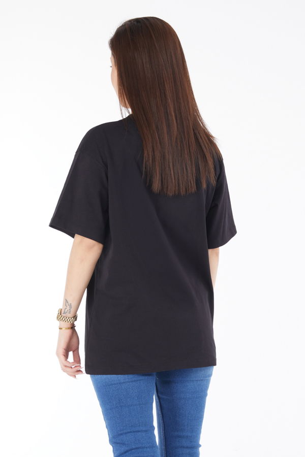Kısa Kollu Baskılı T-shirt Siyah - 24644 SİYAH