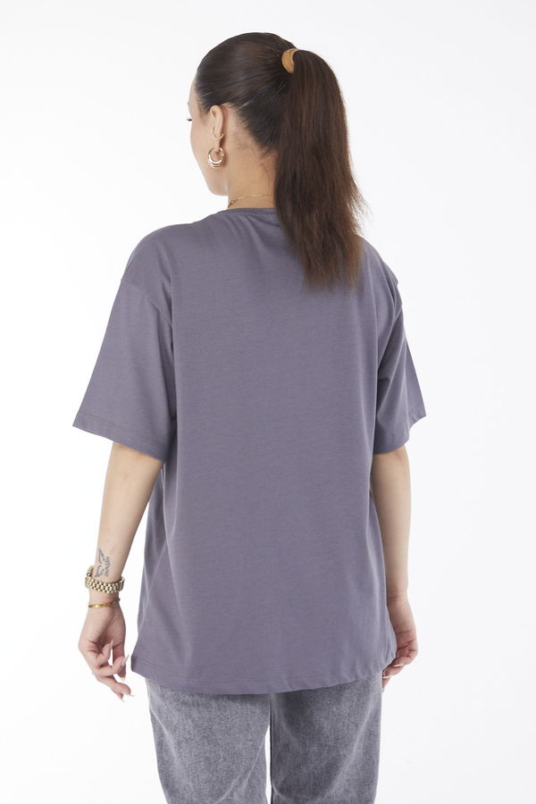 Kısa Kollu Baskılı T-shirt Antrasit - 24642 ANTRASİT