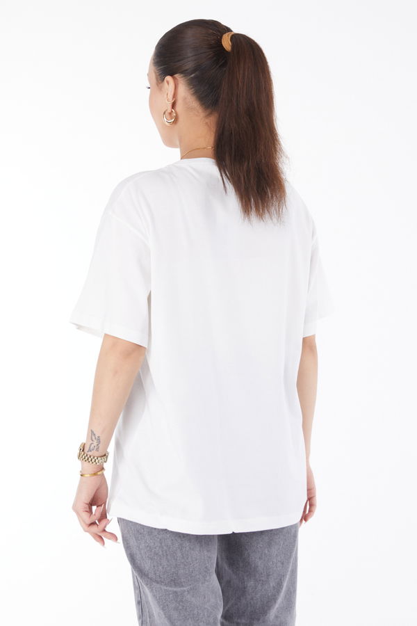 Kısa Kollu Baskılı T-shirt Beyaz - 24629 BEYAZ