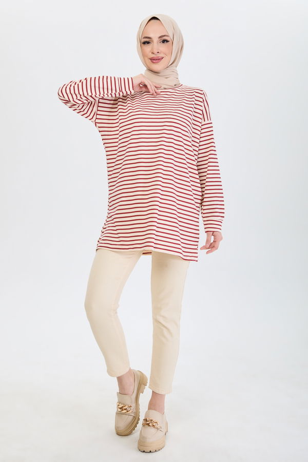 Çizgili Tunik Bordo - 24187 BORDO