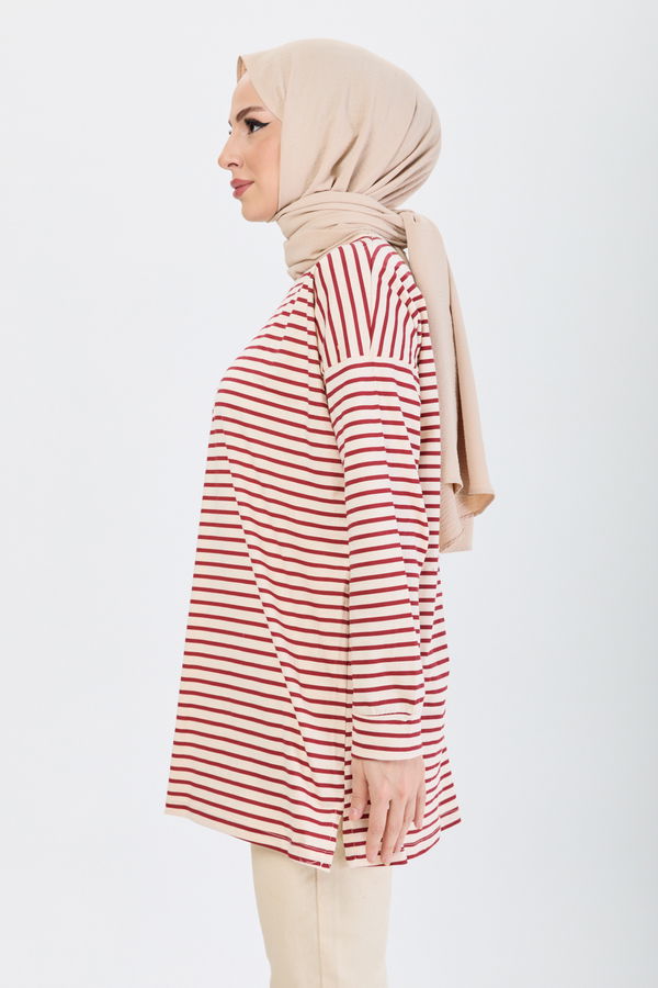 Çizgili Tunik Bordo - 24187 BORDO