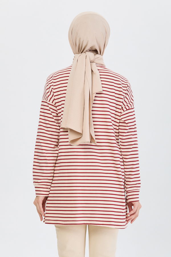 Çizgili Tunik Bordo - 24187 BORDO