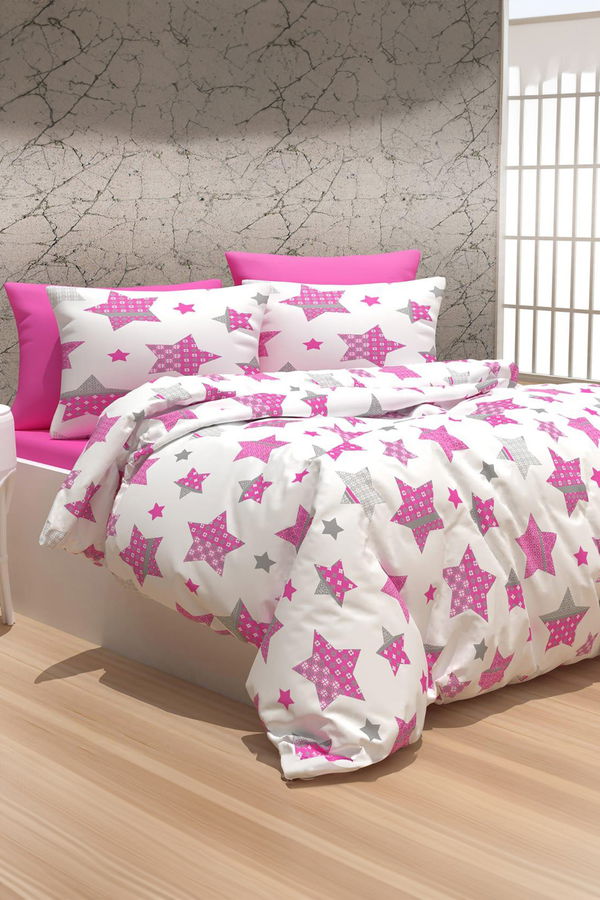 Pembe Tek Kişilik Nevresim Seti  - 25653 PEMBE