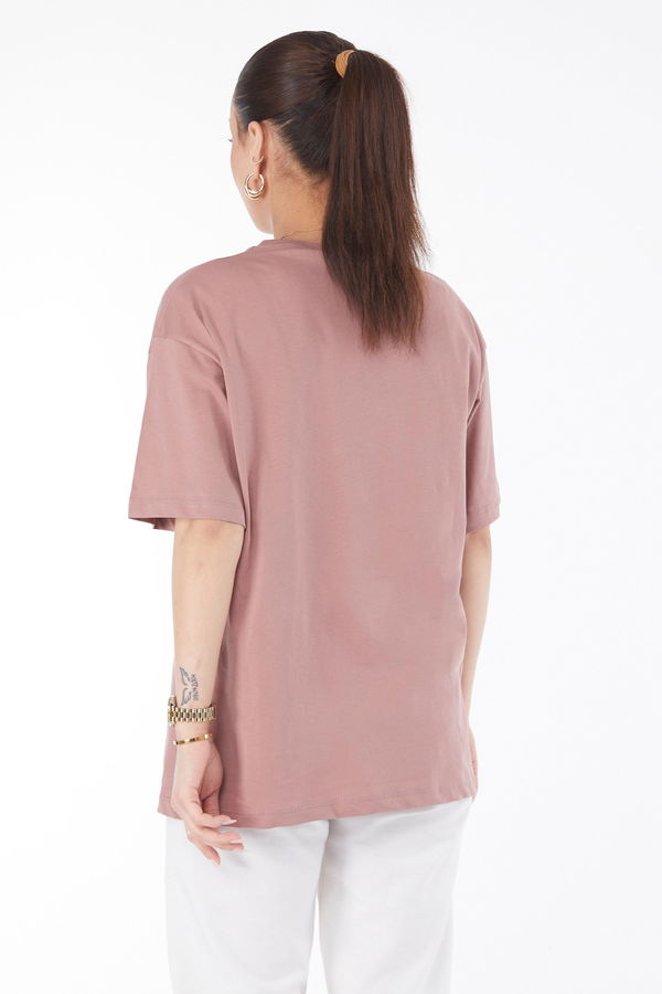 Kısa Kollu Baskılı T-shirt Pembe - 24641 PEMBE