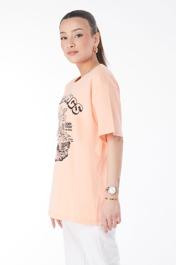 Kısa Kollu Baskılı T-shirt Lila - 24641