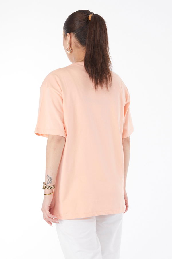 Kısa Kollu Baskılı T-shirt Lila - 24641