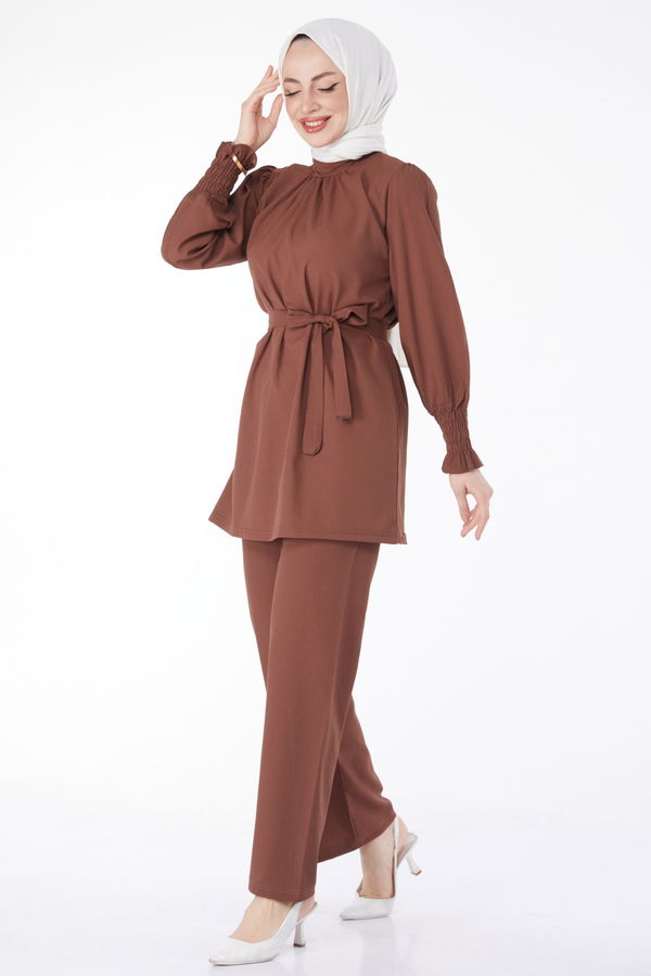 Tunik+Pantolon Kahverengi - 13019