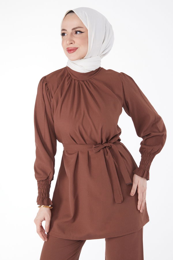Tunik+Pantolon Kahverengi - 13019