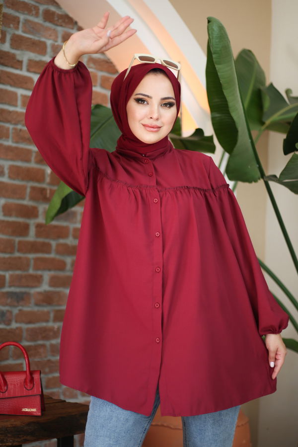 Büzgülü Gömlek Bordo - 13136 BORDO