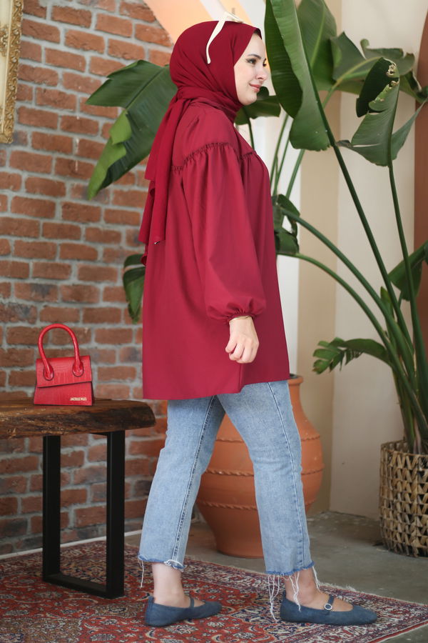 Büzgülü Gömlek Bordo - 13136 BORDO