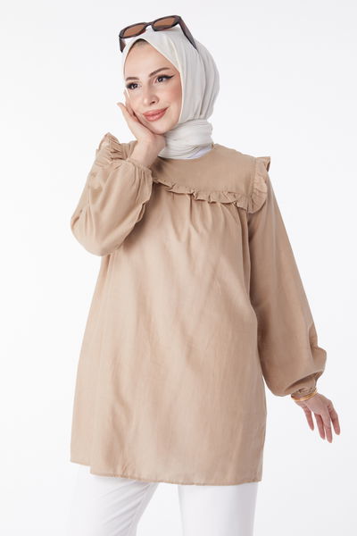 Fırfır Detaylı Tunik Vizon - 13142