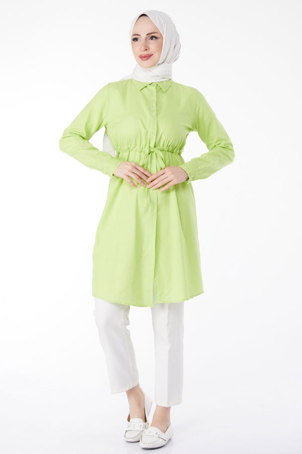 Beli Tünel Detaylı Tunik Yeşil - 13157 YEŞİL